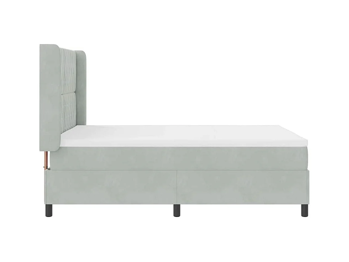 Cama Box Spring com LED e Colchão Cinzento-claro 140 x 200 cm