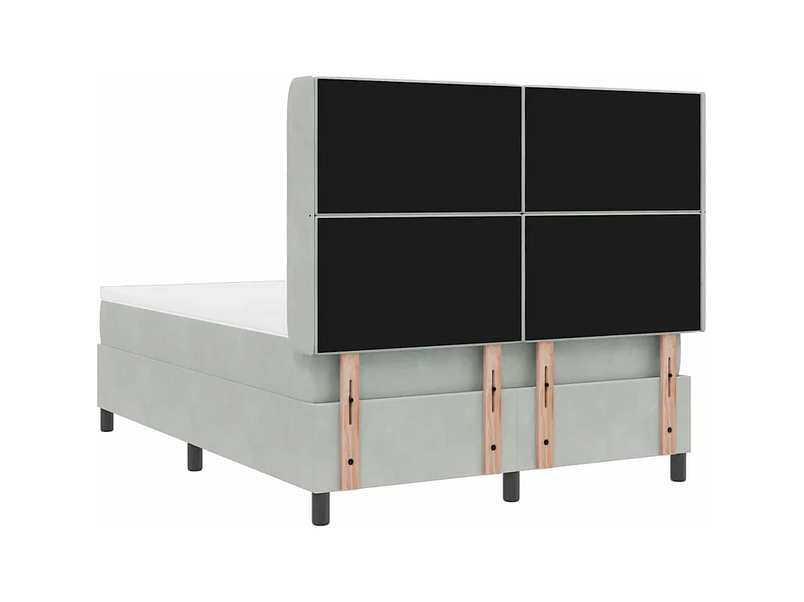 Cama Box Spring com LED e Colchão Cinzento-claro 140 x 200 cm