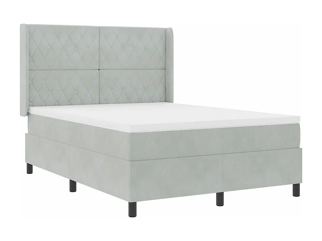 Cadre de lit avec Matelas LED Gris clair 140 x 200 cm Velours