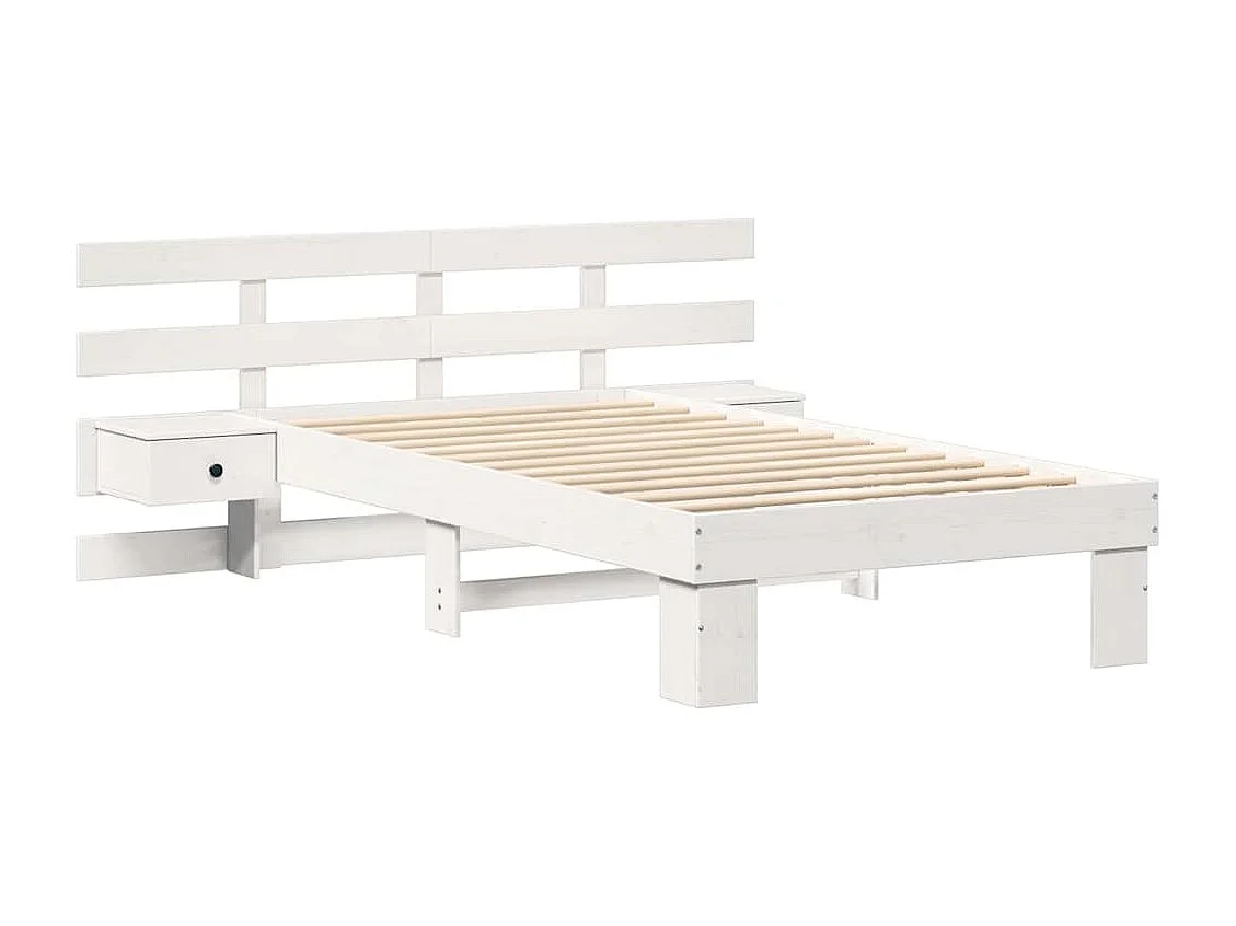 Cadre de lit avec tiroir Blanc 100 x 200 cm Bois massif en pin