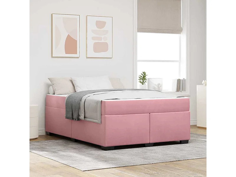 Bedframe met matras met matras Roze 160 x 200 cm Fluweel