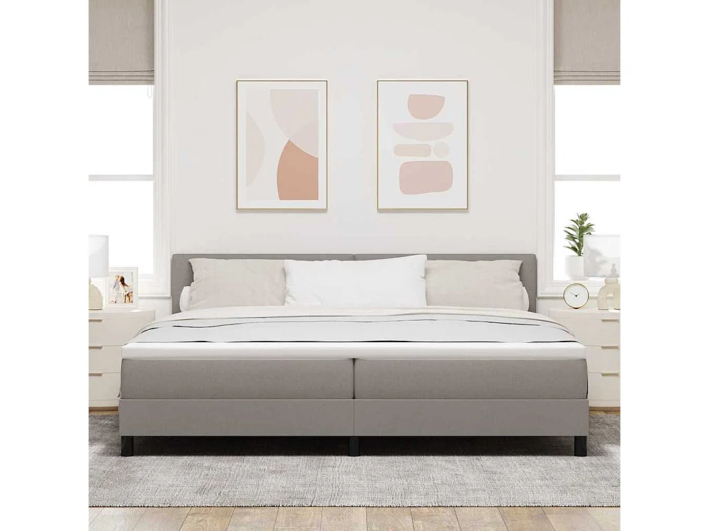 Cama box spring con colchón con colchón Taupé 200 x 200 cm tela