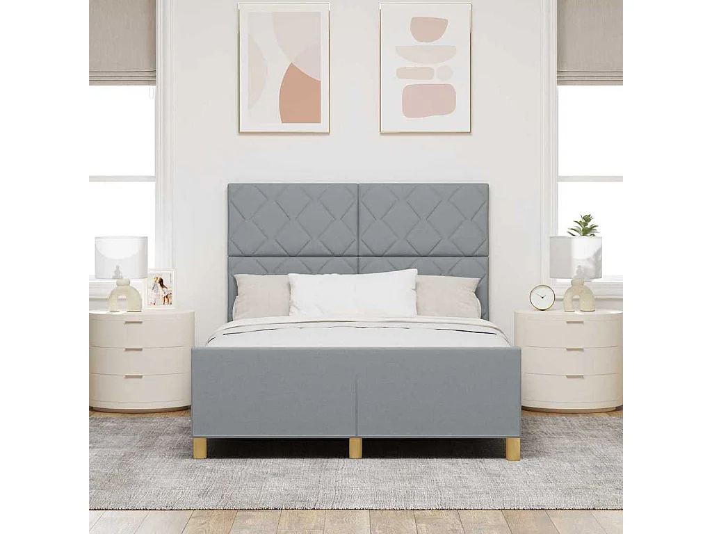 Estructura de cama con cabecera Gris claro 160 x 200 cm tela