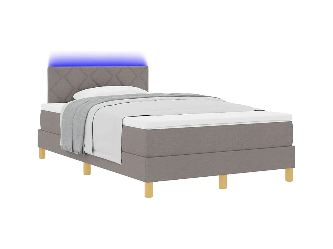 Cadre de lit avec matelas Taupe 120 x 190 cm tissu