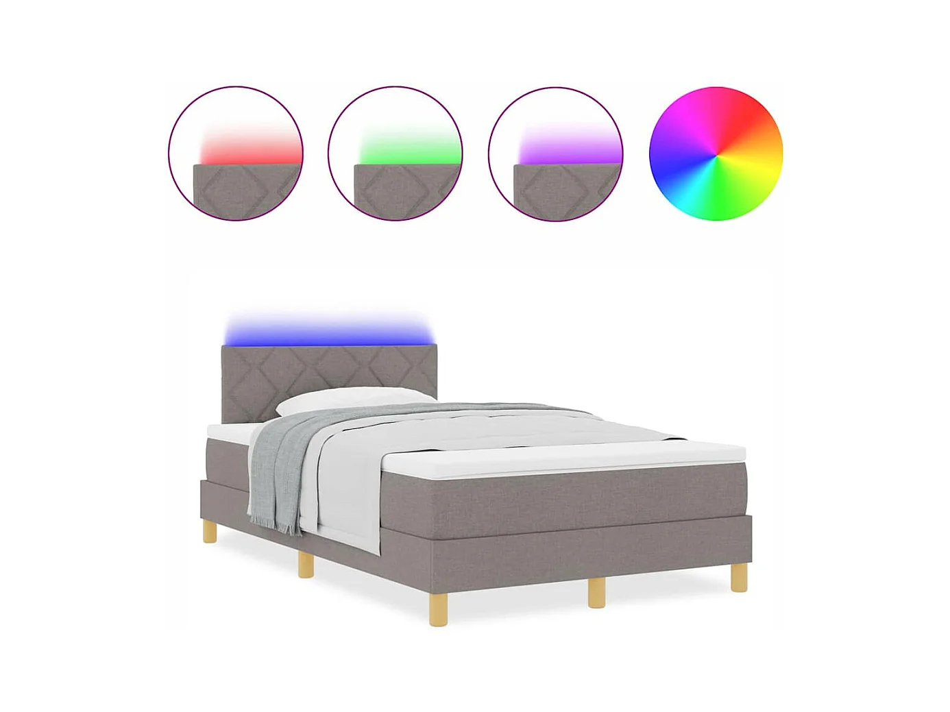 Cadre de lit avec matelas Taupe 120 x 190 cm tissu