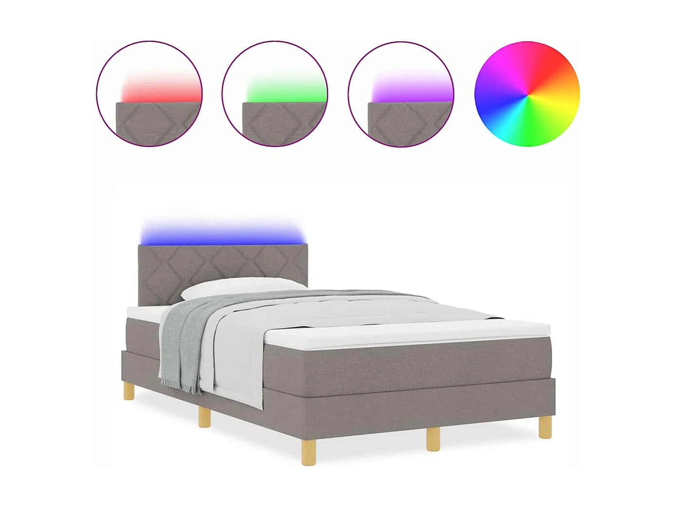 Cama tipo Box Spring con colchón Taupé 120 x 190 cm tela