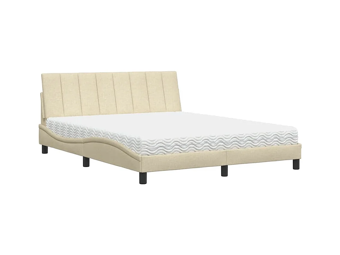 Bed met matras "Hanko" stof crèmekleurig 160x200 cm