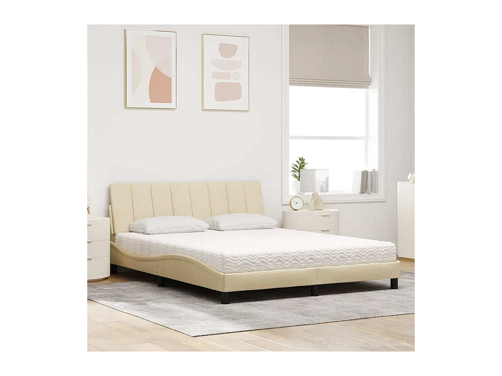Bed met matras "Hanko" stof crèmekleurig 160x200 cm