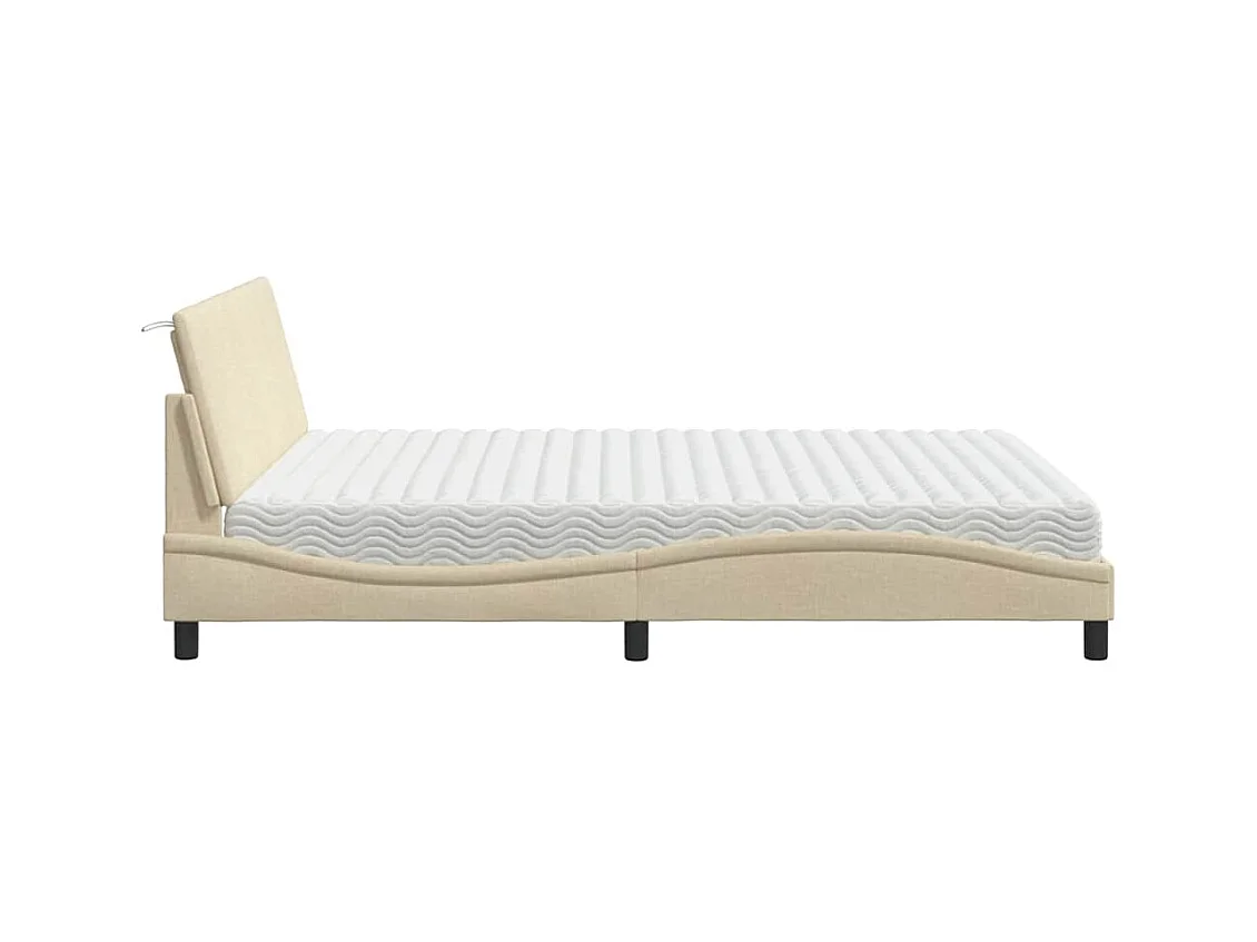 Bed met matras "Hanko" stof crèmekleurig 160x200 cm