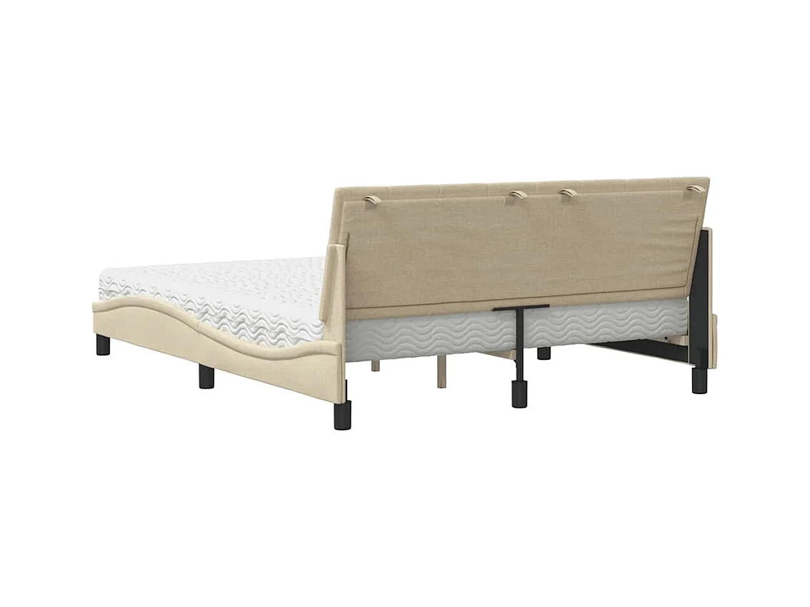 Bed met matras "Hanko" stof crèmekleurig 160x200 cm