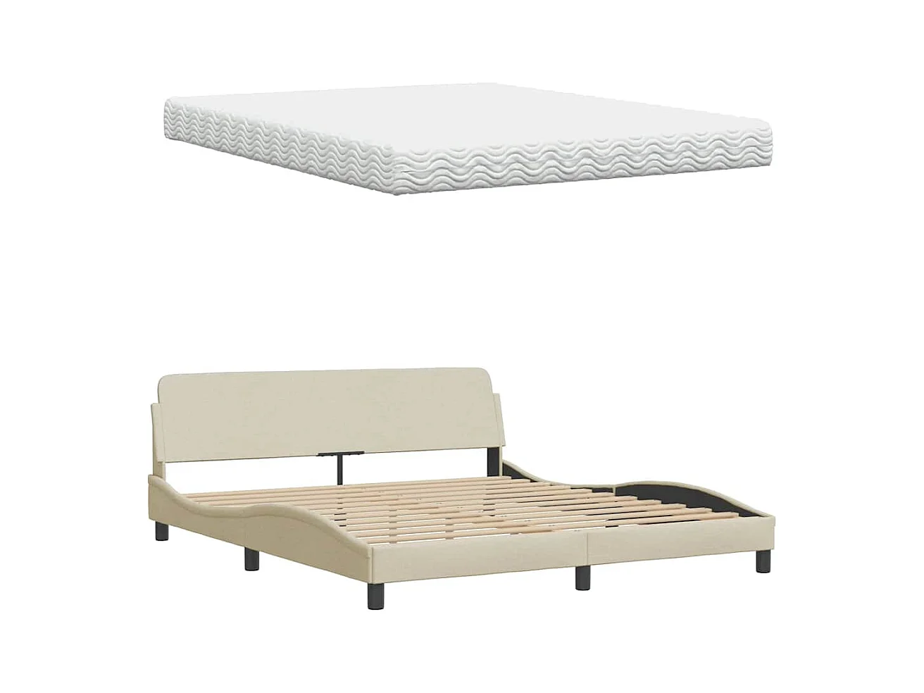 Bed met matras "Hanko" stof crèmekleurig 160x200 cm