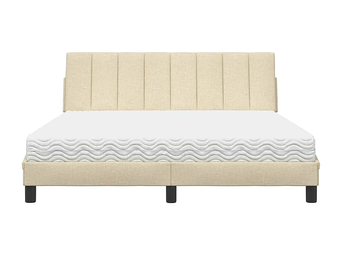 Cadre de lit avec matelas crème 160x200 cm tissu