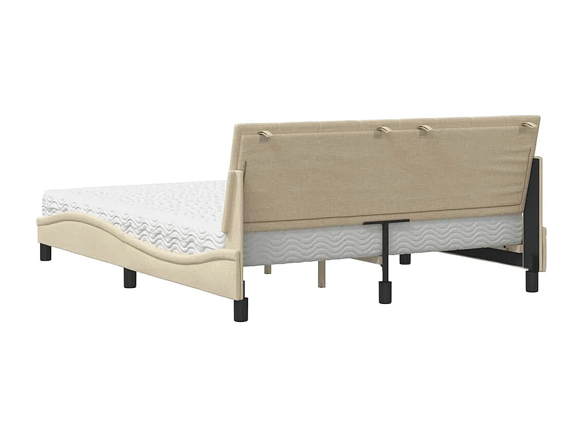 Cadre de lit avec matelas crème 160x200 cm tissu