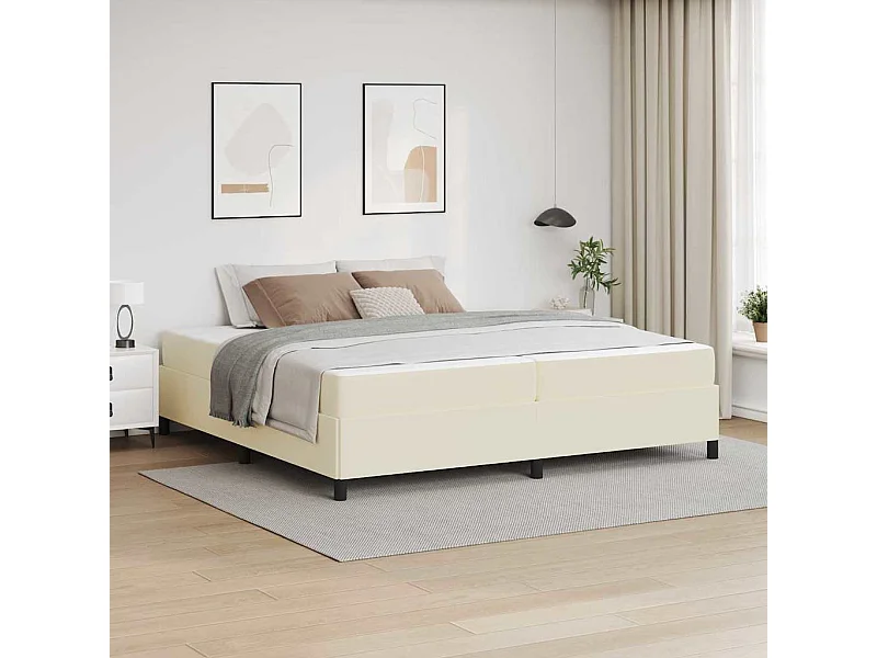 Estructura de cama con colchón con colchón Crema 200 x 200 cm