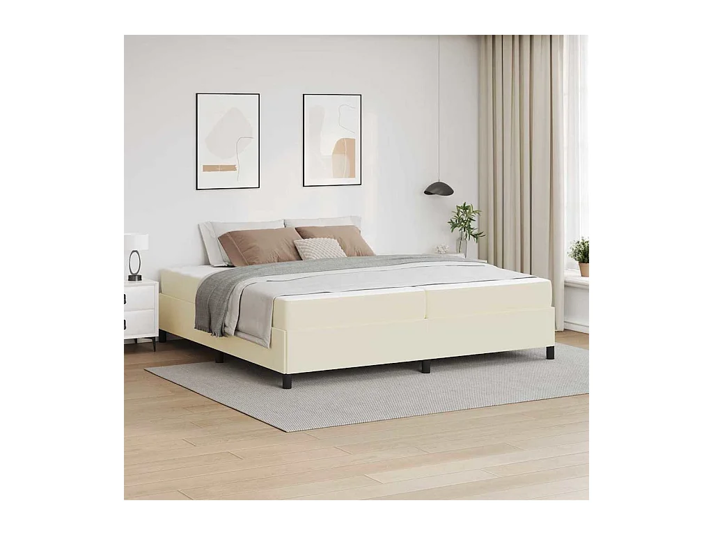 Cadre de lit avec matelas Crème 200 x 200 cm Faux cuir