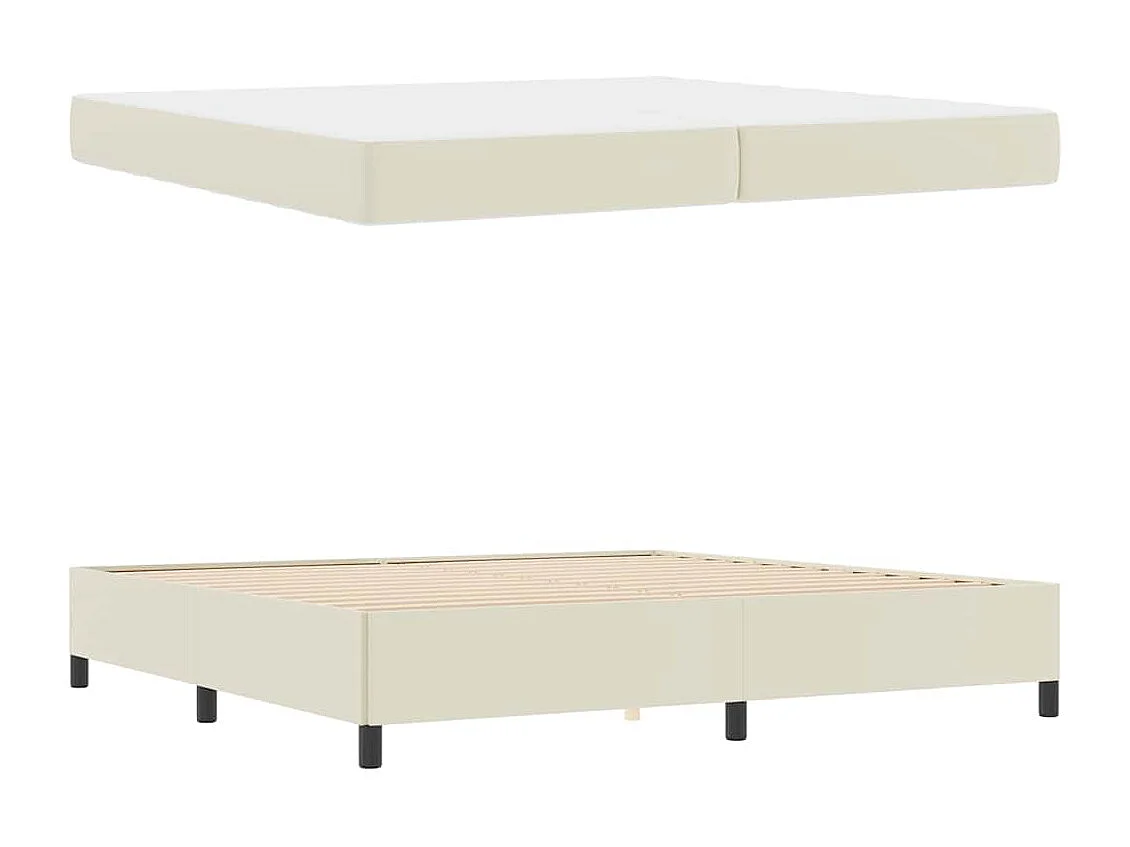 Cadre de lit avec matelas Crème 200 x 200 cm Faux cuir
