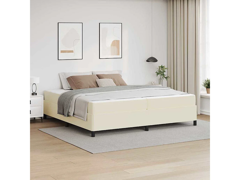 Estrutura de cama com colchão com colchão Creme 200 x 200 cm