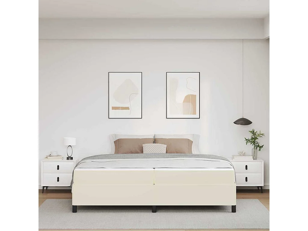 Estrutura de cama com colchão com colchão Creme 200 x 200 cm