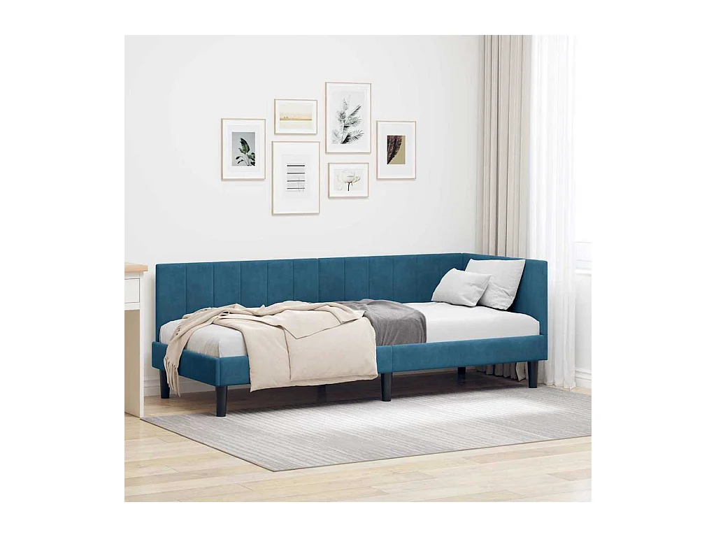 met hoofdeinde Blauw 80 x 200 cm Fluweel