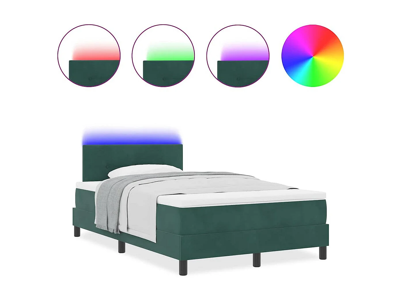 Cama tipo Box Spring Verde oscuro 120 x 190 cm Terciopelo