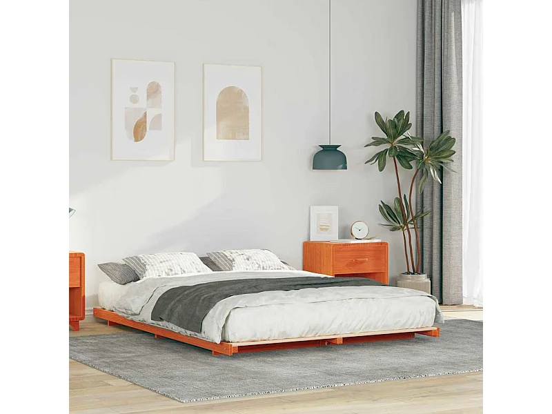 Estructura de cama Marrón cera 140 x 220 cm