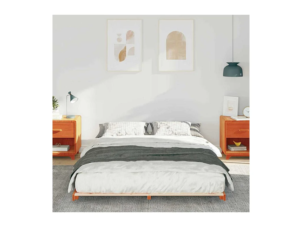 Estructura de cama Marrón cera 140 x 220 cm