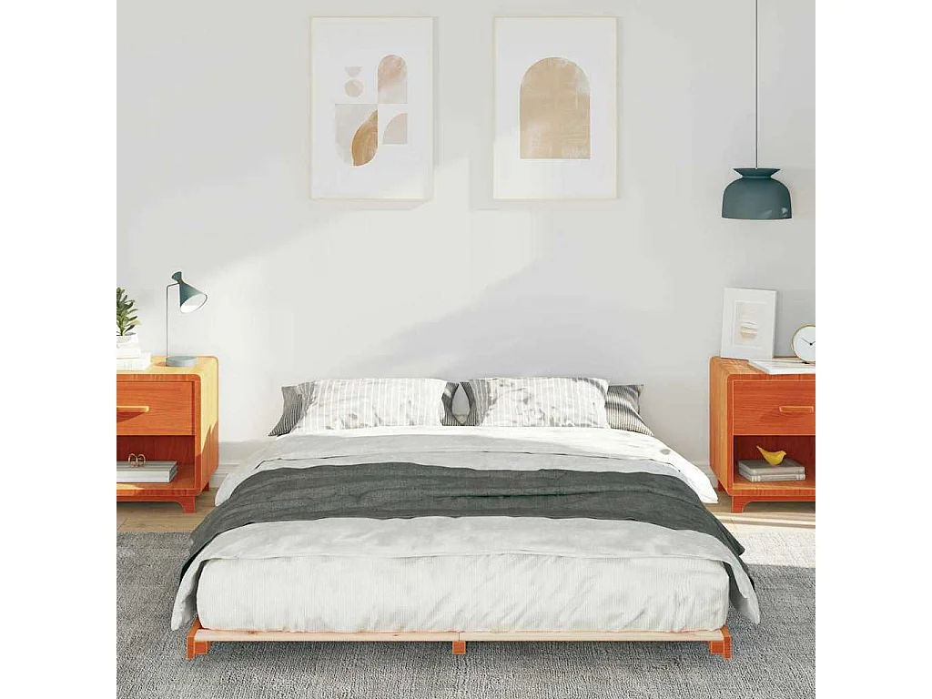 Estructura de cama Marrón cera 140 x 220 cm