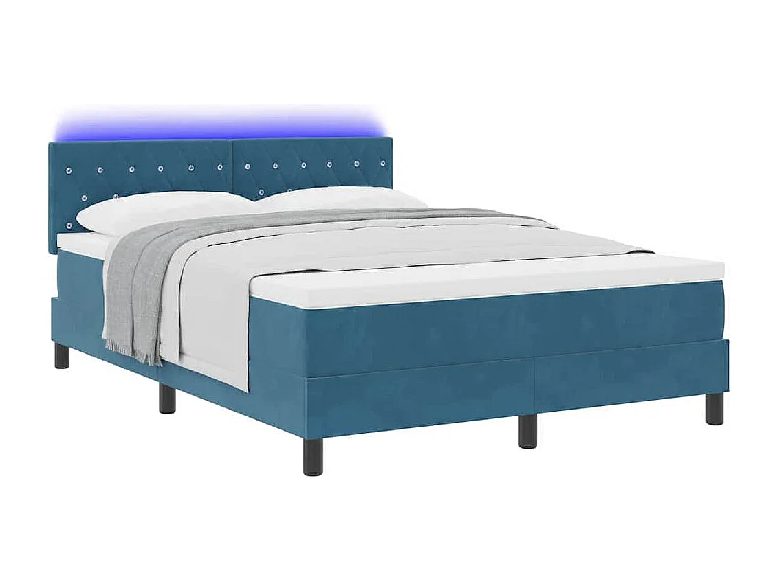Cama tipo Box Spring Azul oscuro 140 x 190 cm Terciopelo