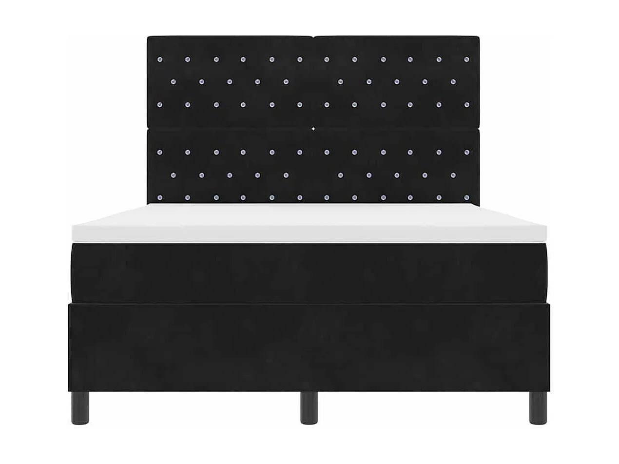 Cama tipo Box Spring con colchón Negro 140 x 190 cm Terciopelo