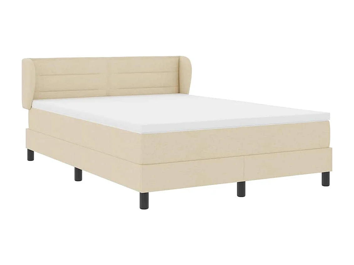 Cadre de lit avec matelas Crème 140 x 190 cm tissu