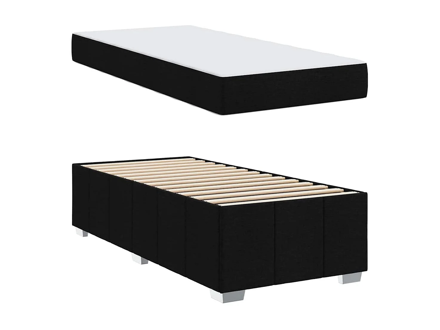 Cadre de lit avec matelas Noir 120 x 190 cm tissu