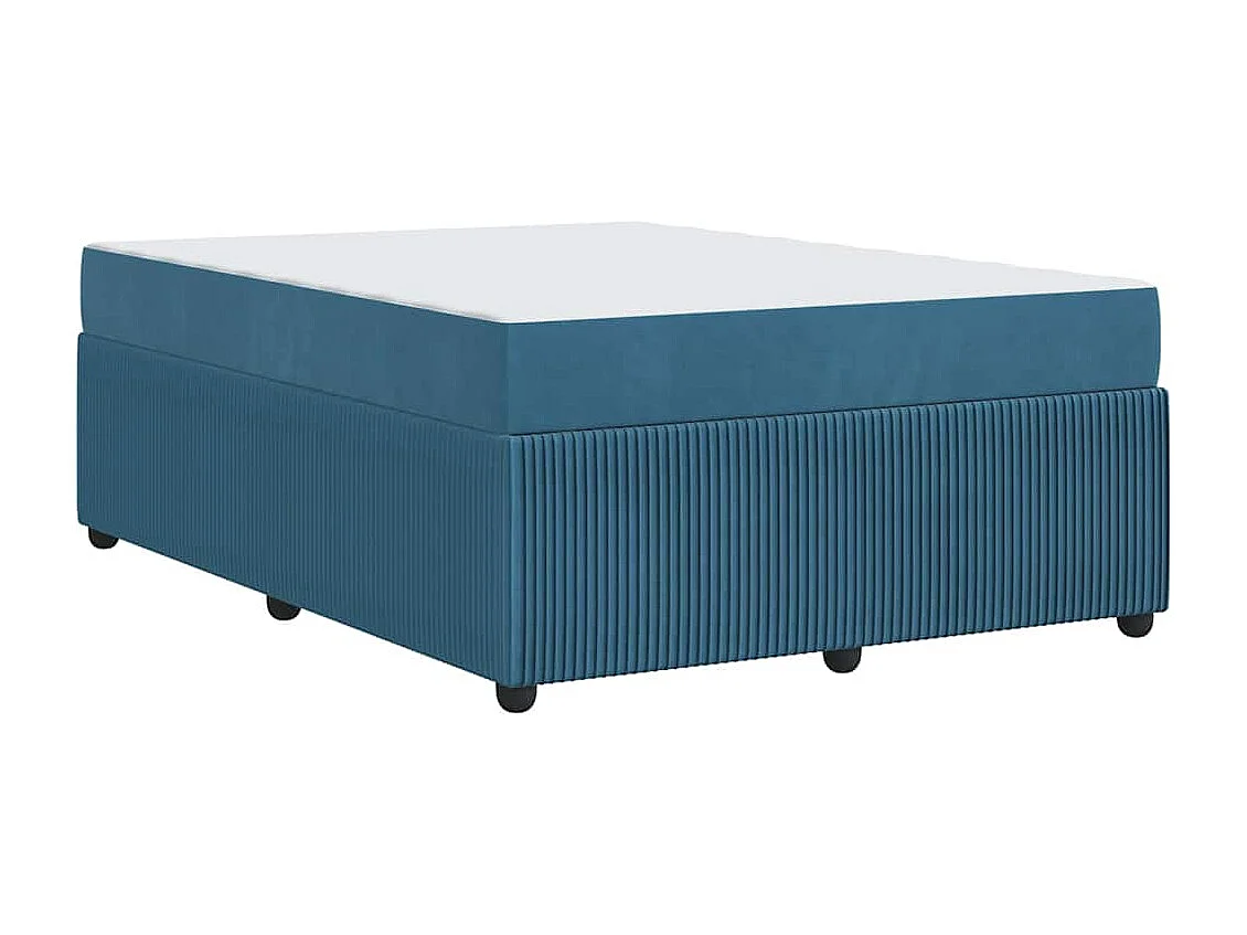 Cadre de lit avec matelas Bleu 160 x 200 cm Velours