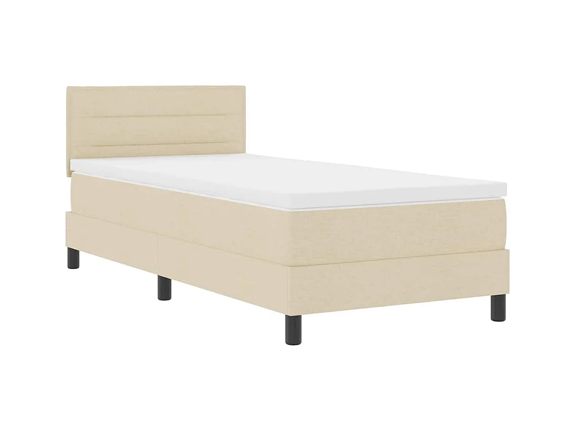 Cadre de lit avec matelas avec matelas Crème 90 x 190 cm tissu
