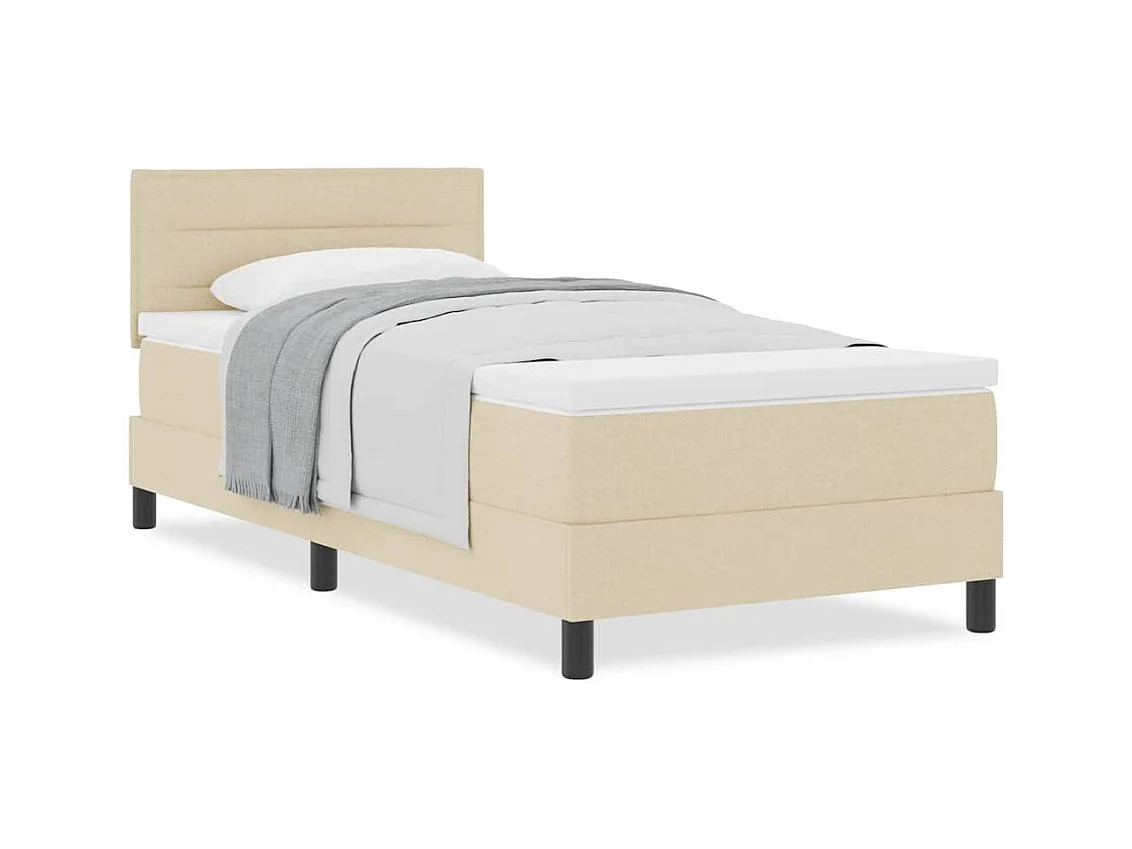 Cadre de lit avec matelas avec matelas Crème 90 x 190 cm tissu