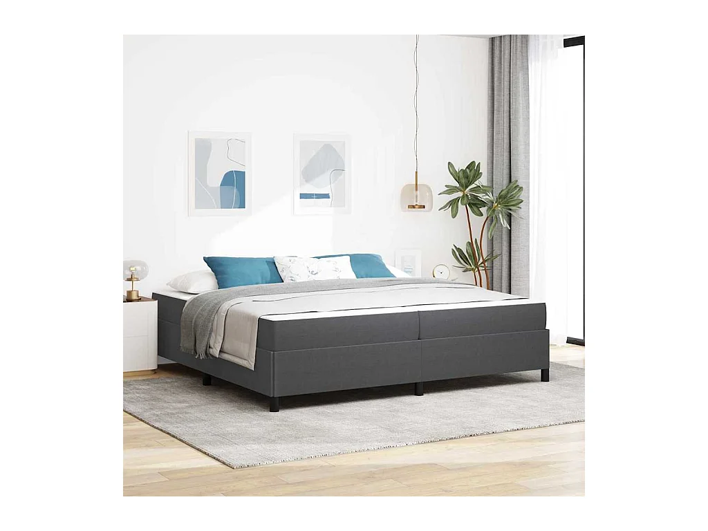 Cadre de lit Gris foncé 200 x 200 cm Tissu en velours côtelé