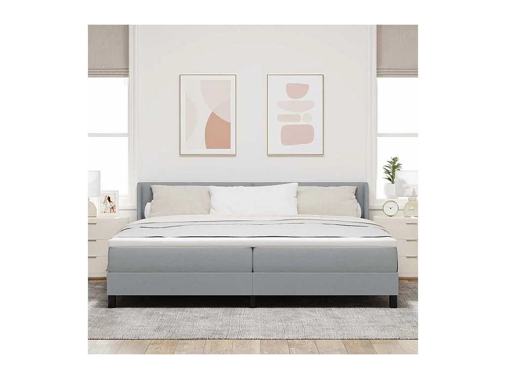 Cadre de lit avec matelas avec matelas Gris clair 200 x 200 cm