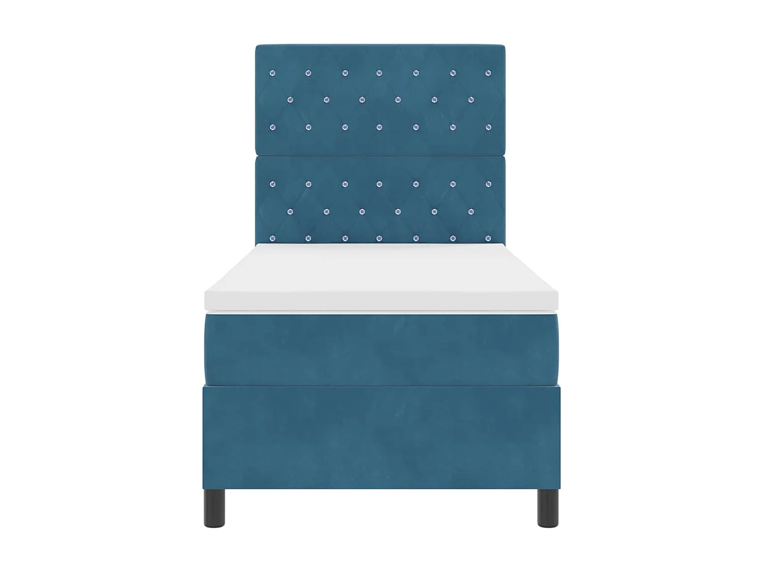 Cadre de lit avec matelas Bleu foncé 100 x 200 cm Velours