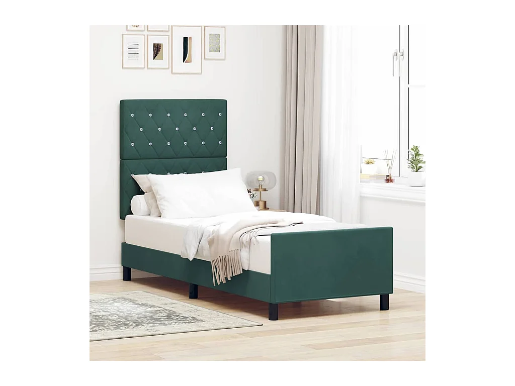 Cadre de lit avec tête de lit Vert foncé 80 x 200 cm Velours