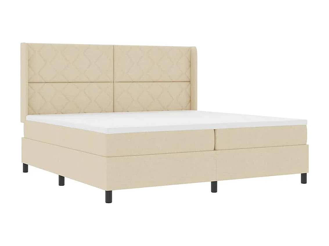 Cadre de lit avec matelas Crème 200 x 200 cm tissu