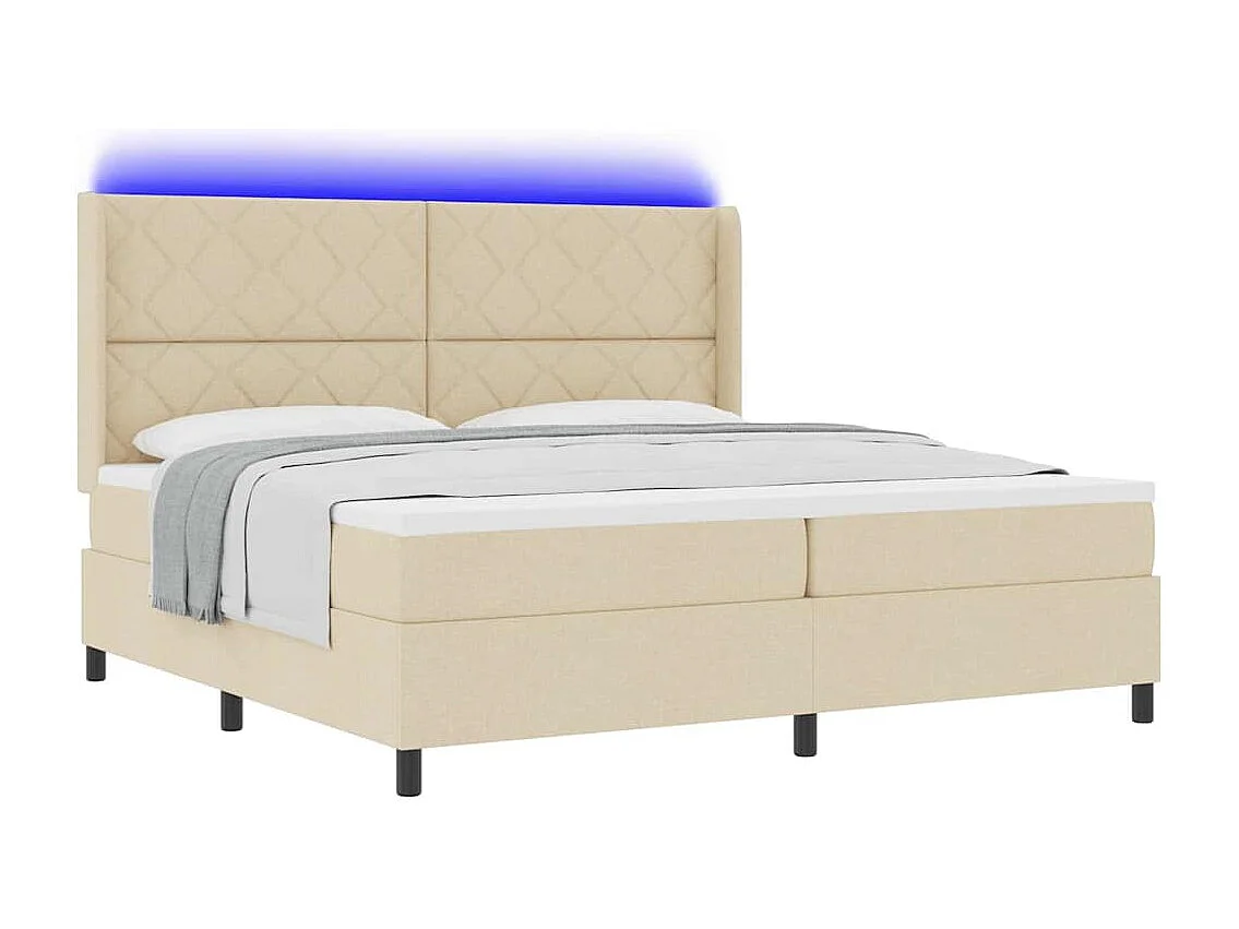 Cadre de lit avec matelas Crème 200 x 200 cm tissu