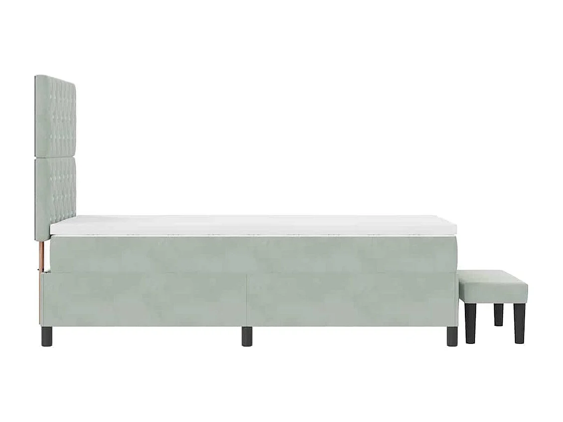 Cadre de lit avec matelas Gris clair 100 x 200 cm Velours