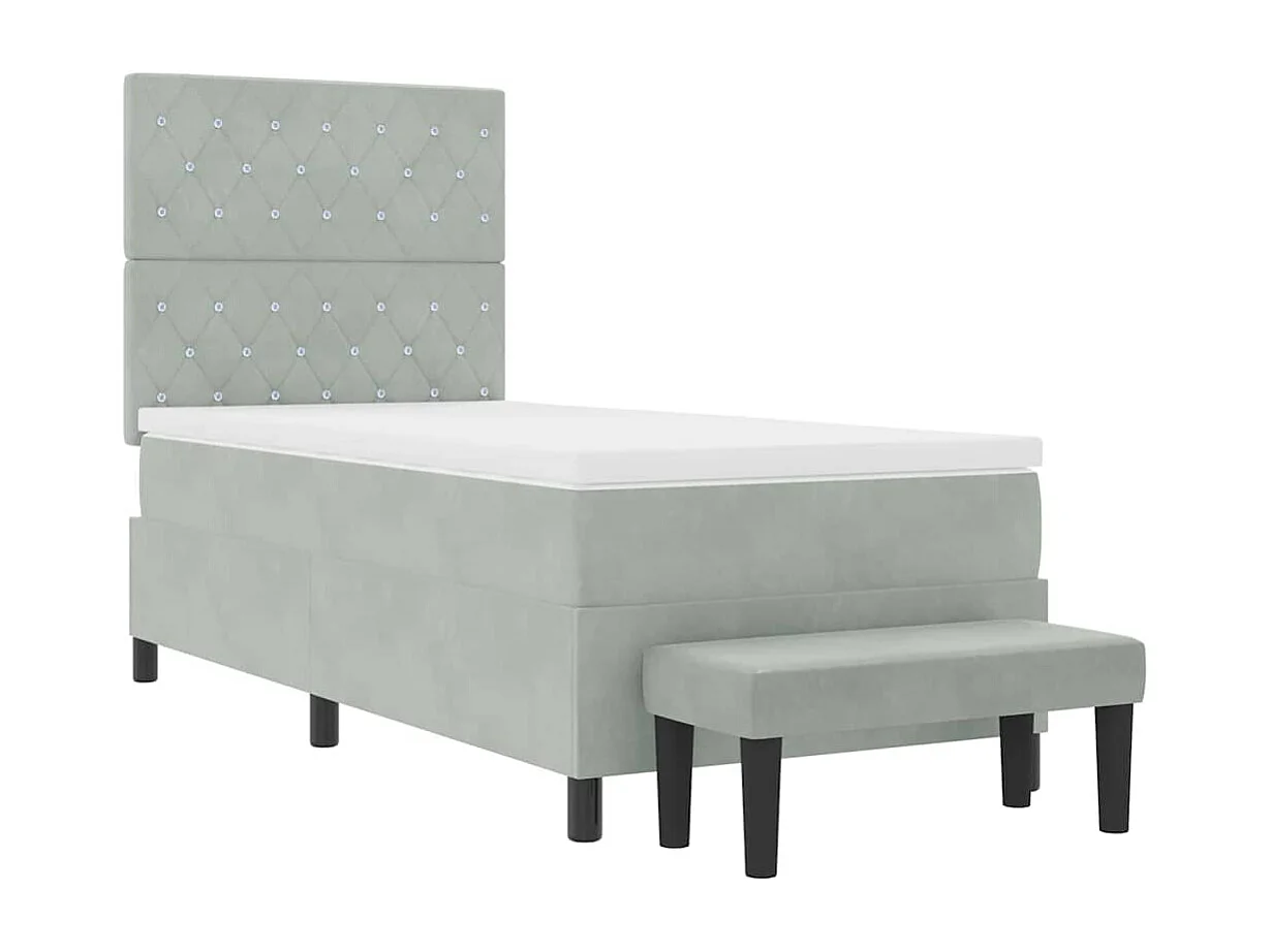 Cadre de lit avec matelas Gris clair 100 x 200 cm Velours