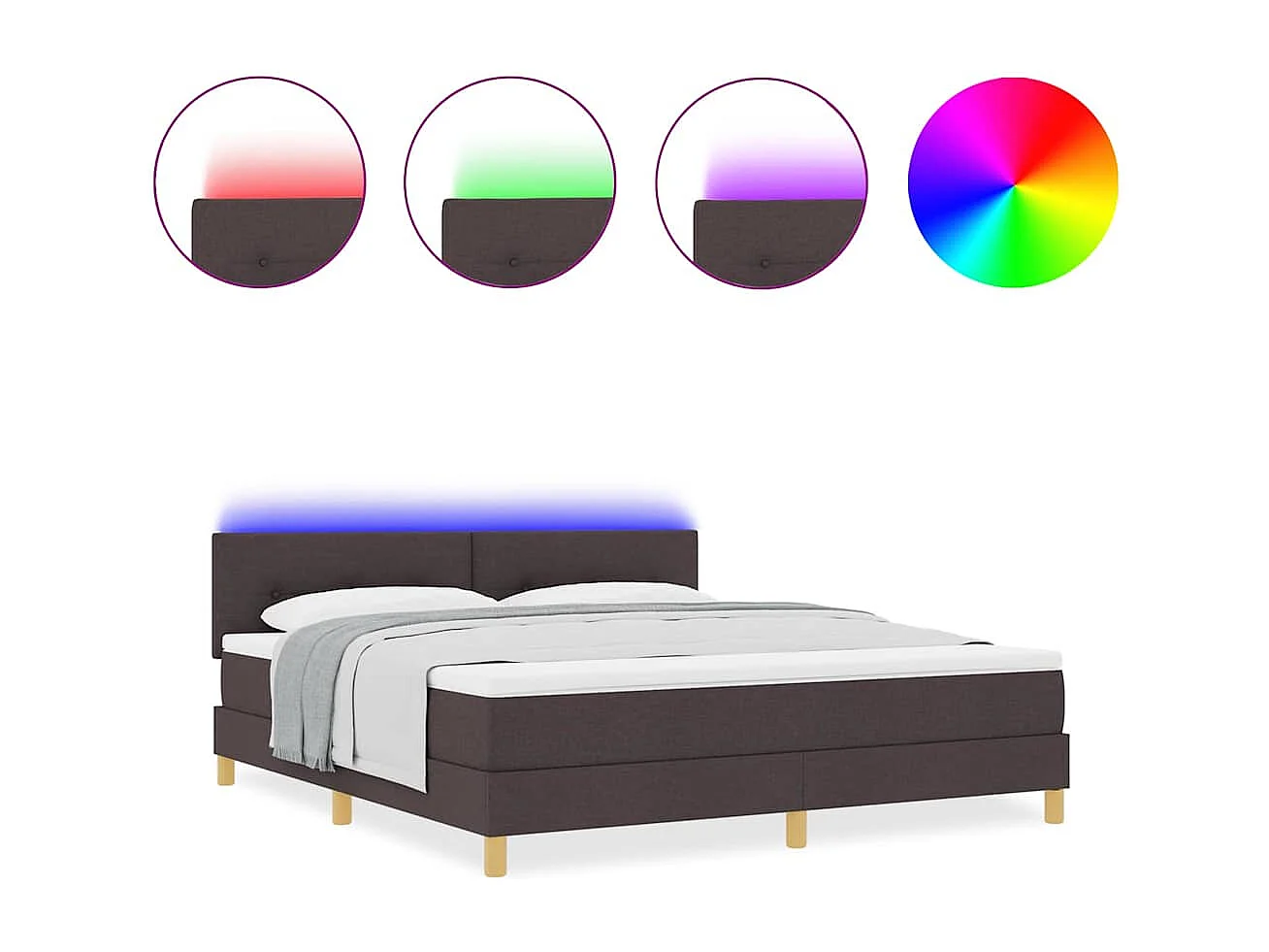 Cama tipo Box Spring Marrón oscuro 180 x 200 cm tela