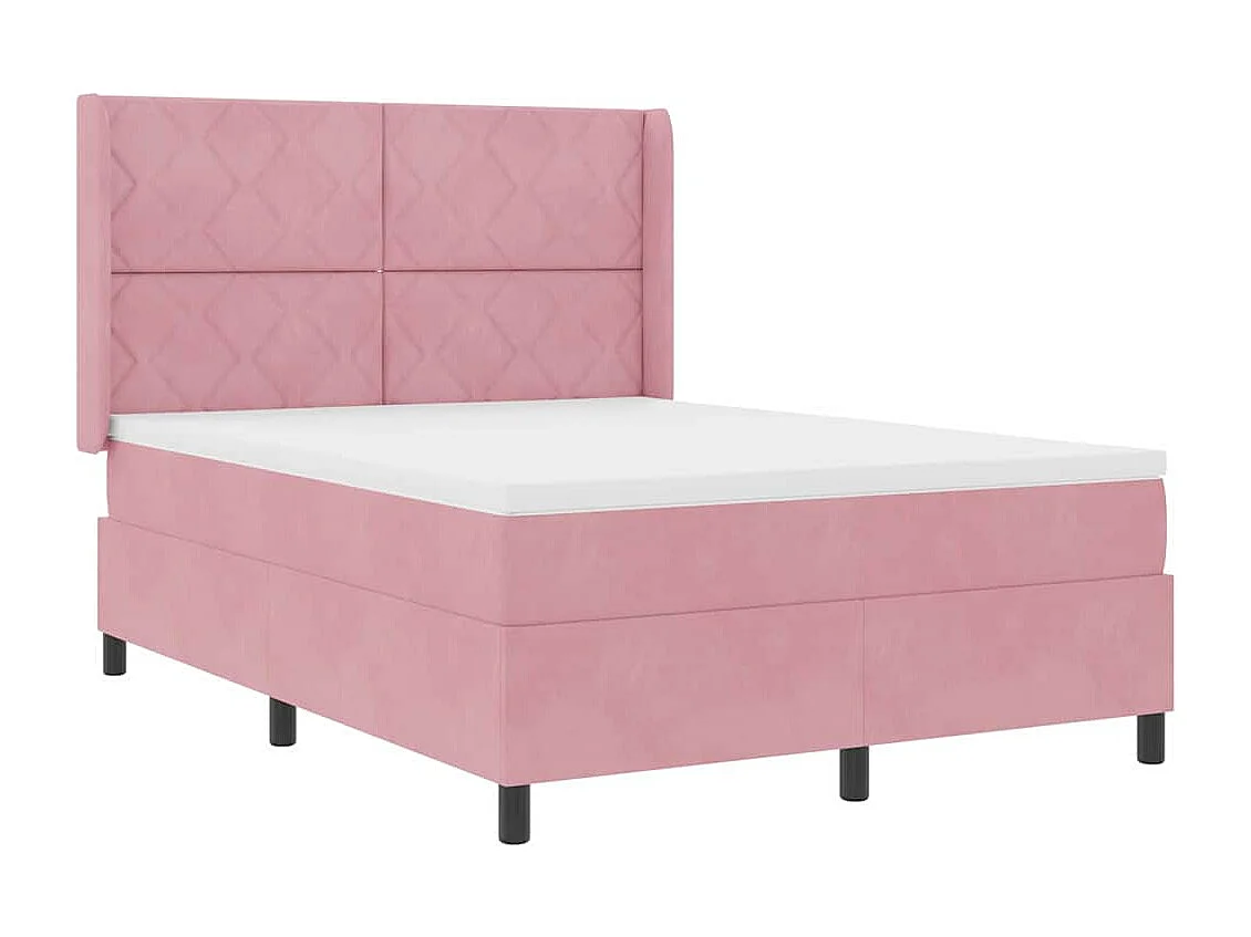 Cama tipo Box Spring con cabecera Rosa 160 x 200 cm Terciopelo