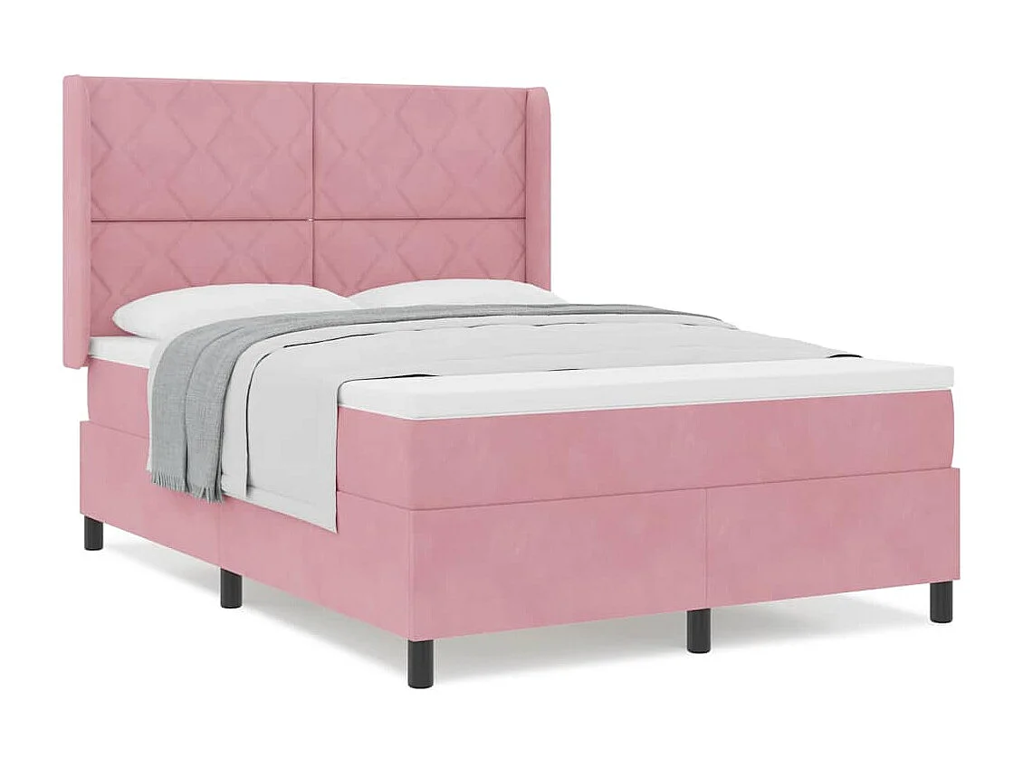 Cama tipo Box Spring con cabecera Rosa 160 x 200 cm Terciopelo