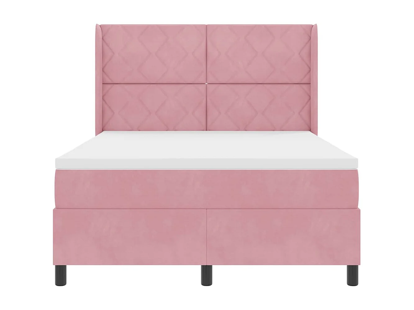 Cama tipo Box Spring con cabecera Rosa 160 x 200 cm Terciopelo