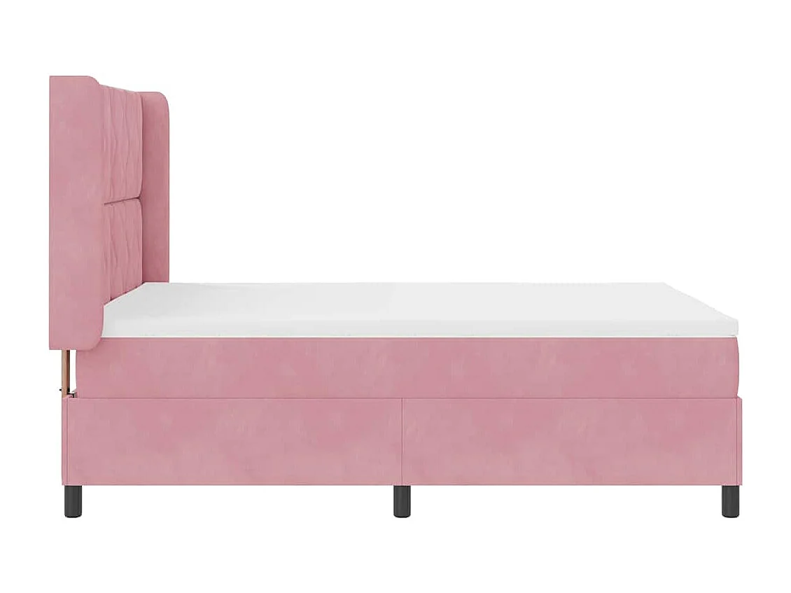 Cama tipo Box Spring con cabecera Rosa 160 x 200 cm Terciopelo
