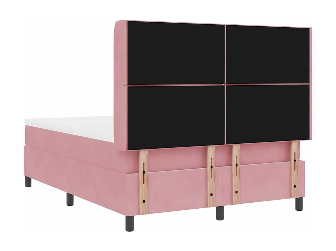 Cama tipo Box Spring con cabecera Rosa 160 x 200 cm Terciopelo