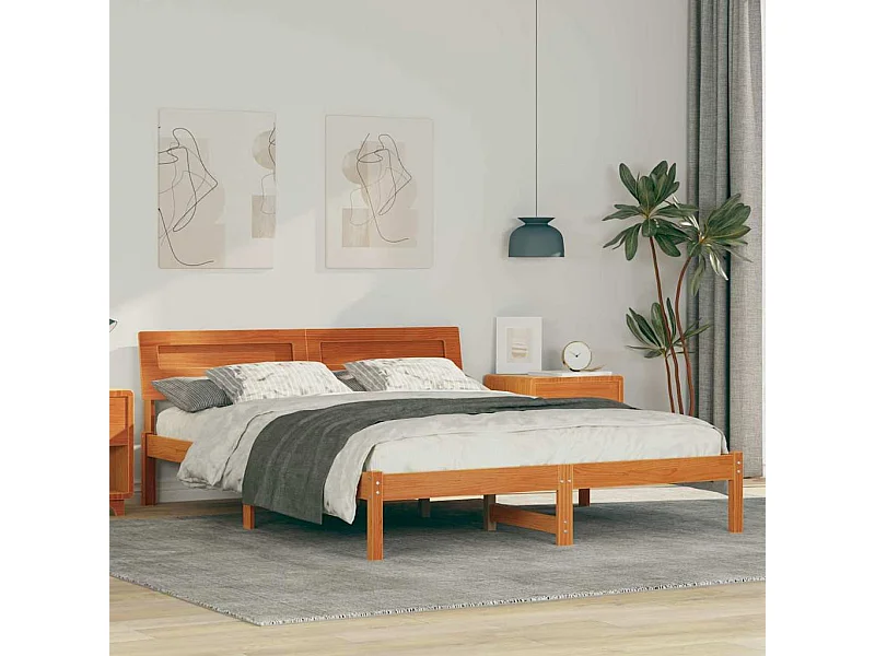 Cadre de lit Marron cire 160 x 200 cm Bois massif en pin