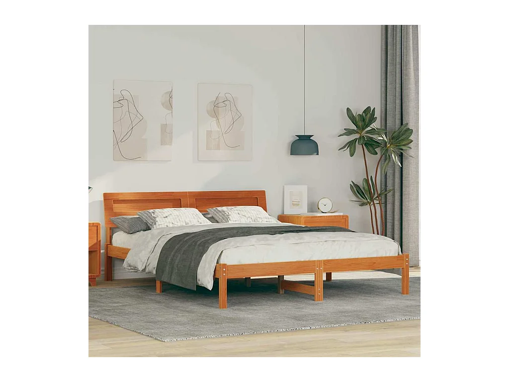 Cadre de lit Marron cire 160 x 200 cm Bois massif en pin